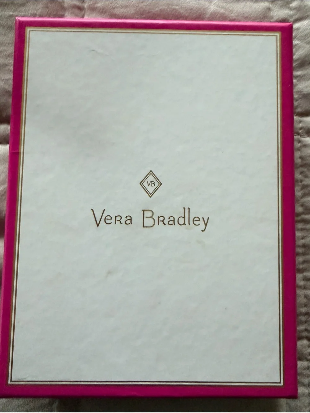 Vera Bradley Deep Pink Beaded Bracelet with Gold Heart Charm